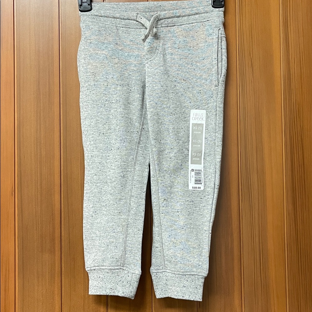 Falls Creek Boy’s Heather Gray Knit Jogger Pants XS (5) NWT